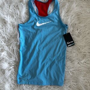 Nike Pro Stay Cool Girls Blue and Red Tank Top